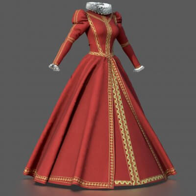 Baroque Dress 3D Model