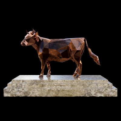 Cow on Base Statue