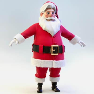 Santa Claus Cartoon 3D Model