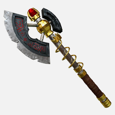 Axe Golden Stylised 3D Model