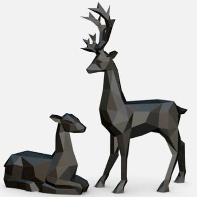 Low Poly Deer 3D Model