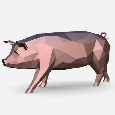 Low Poly Pig Figurine 3D Model