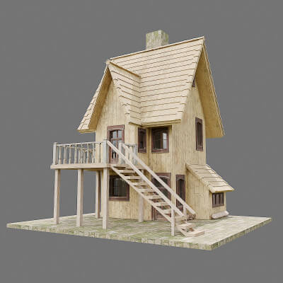 Wood House 3D Model