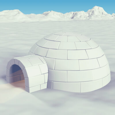 Igloo Building Scene 3D Model