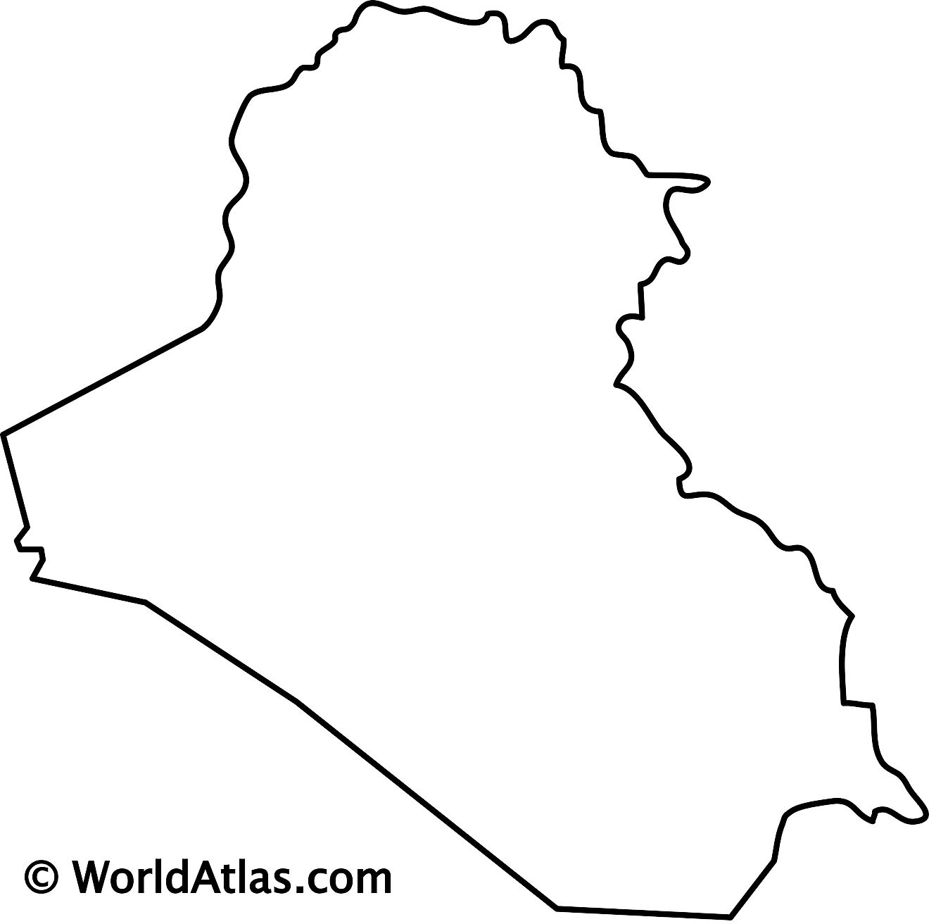 Blank Outline Map of Iraq