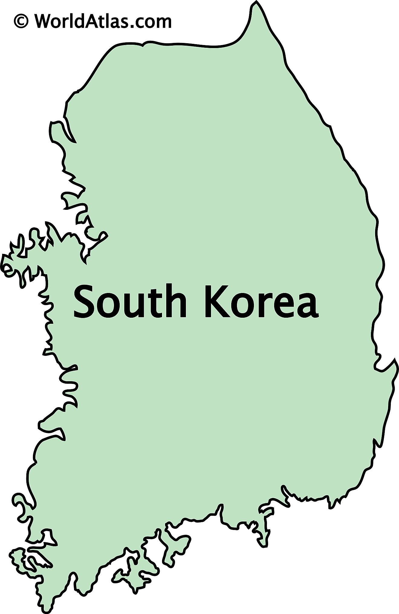 Mapa de contorno de Corea del Sur