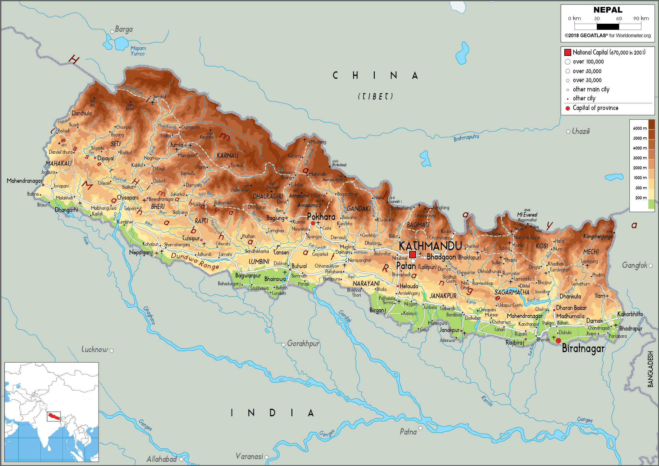 Elevation Map Of Nepal