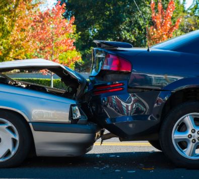 Two cars involved in a collision.