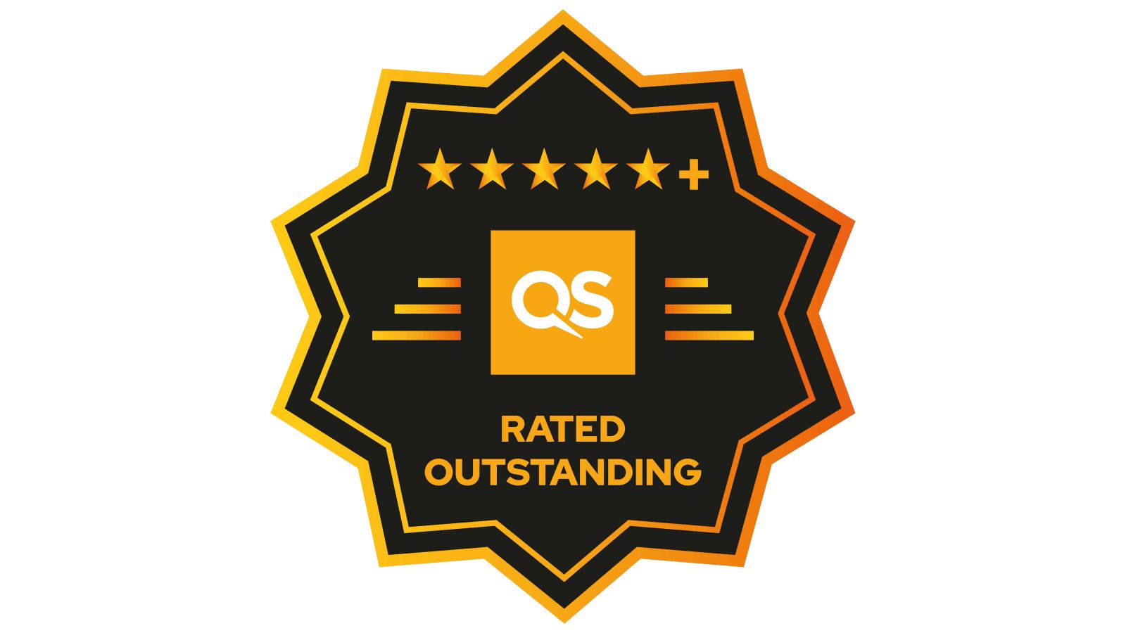 Yellow on white logo with five stars and the word outstanding