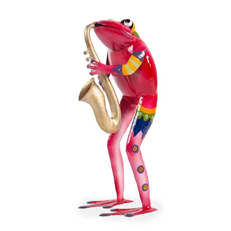 Colorful Metal Frog Musician - Red