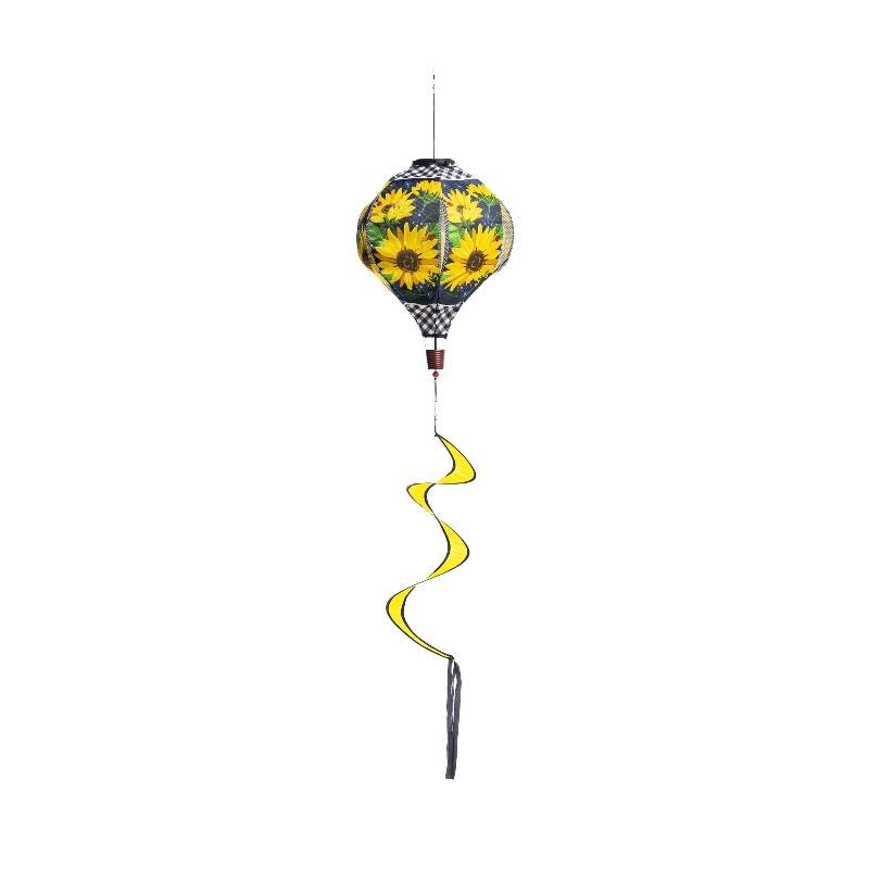 Fabric Floral or Sunflower Solar-Powered Balloon Twirler - Yellow