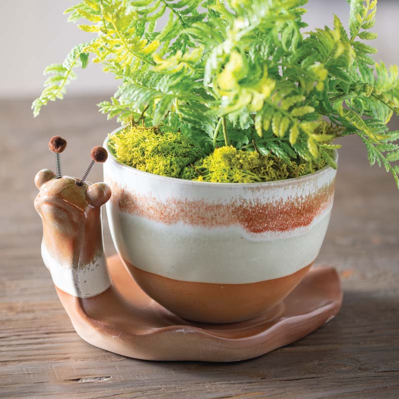 Stoneware Snail Planter