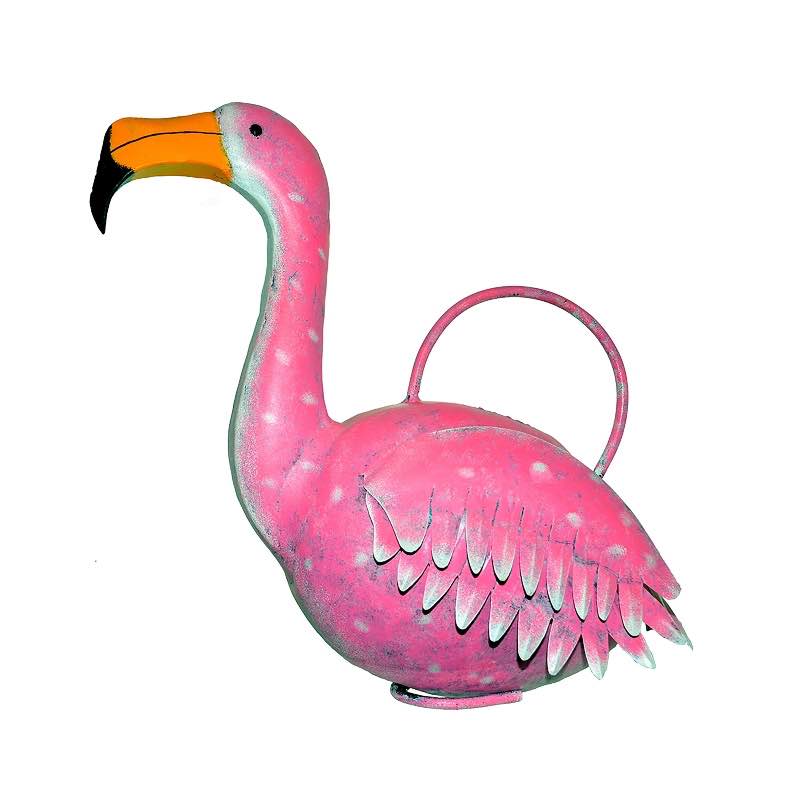 Pink Flamingo Metal Watering Can