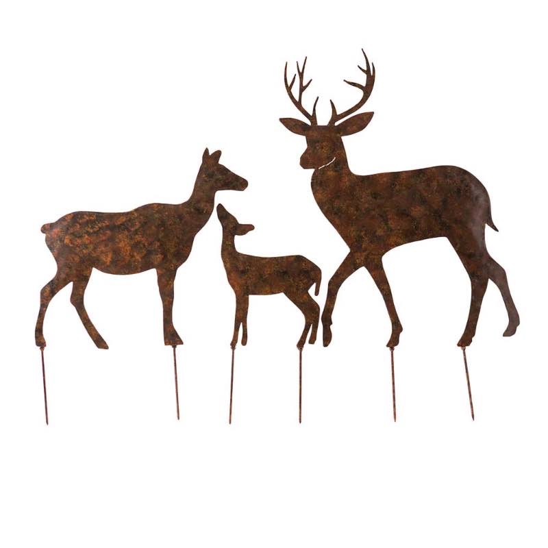 Metal Deer Garden Stakes, Set of 3