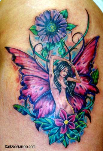 Little fairy holding flowers     littlepondstudio finelinetattoo  flowertattoo flower tattoolife tattoo thinlinetattoo  Instagram