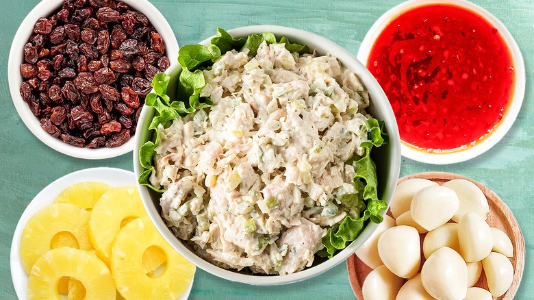 cornucopia of chicken salad ingredients