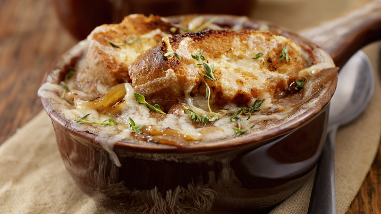 french onion soup in bowl