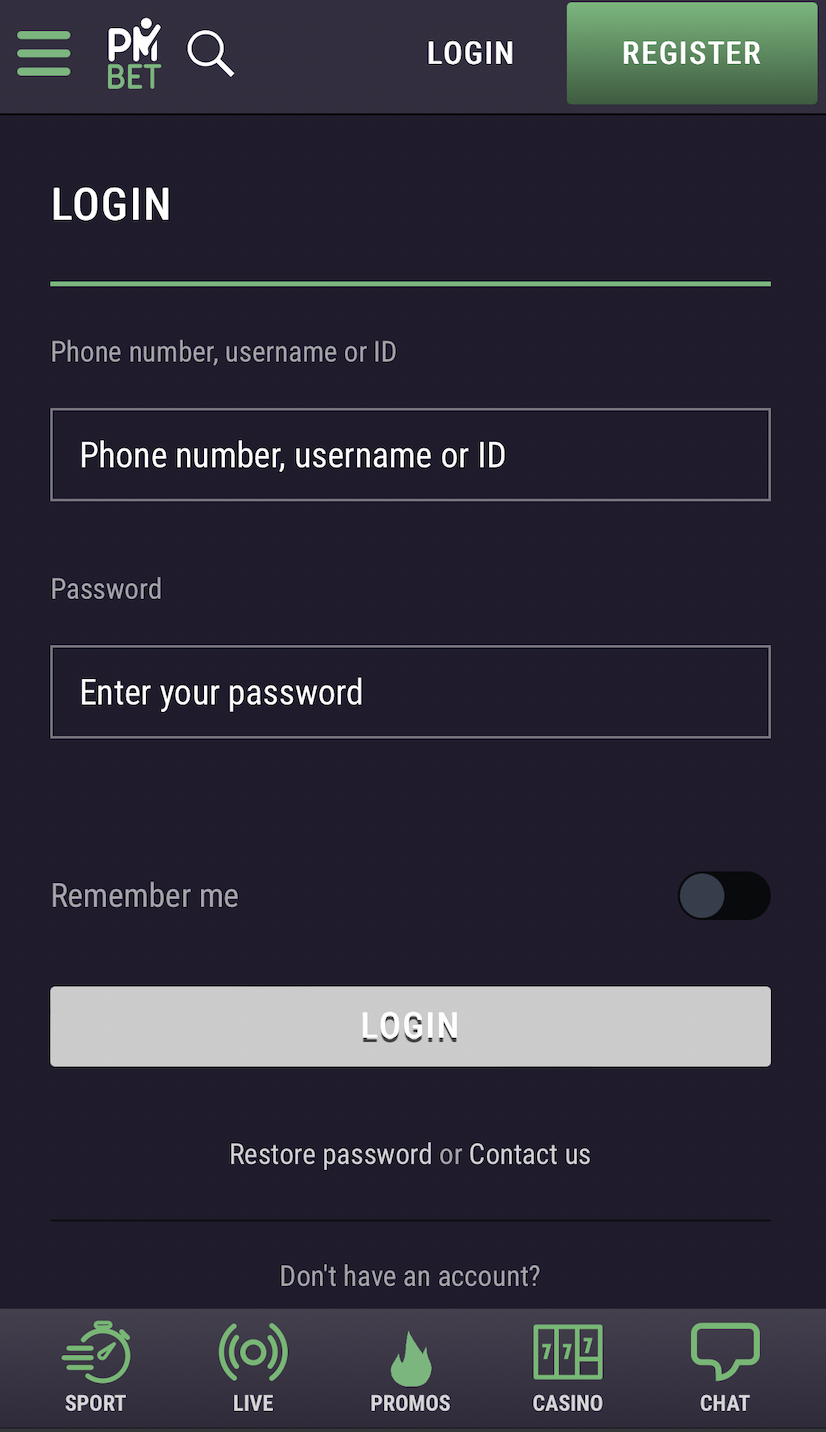 Login of pmbet Tanzania App