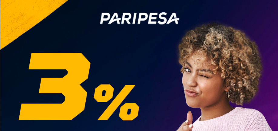 Paripesa 3% Weekly Cashback Bonus up to 1000 EUR