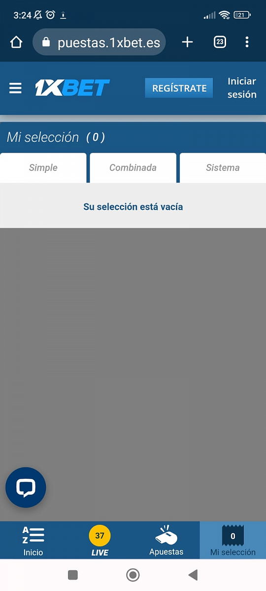 Imágenes de la versión app de 1xBet