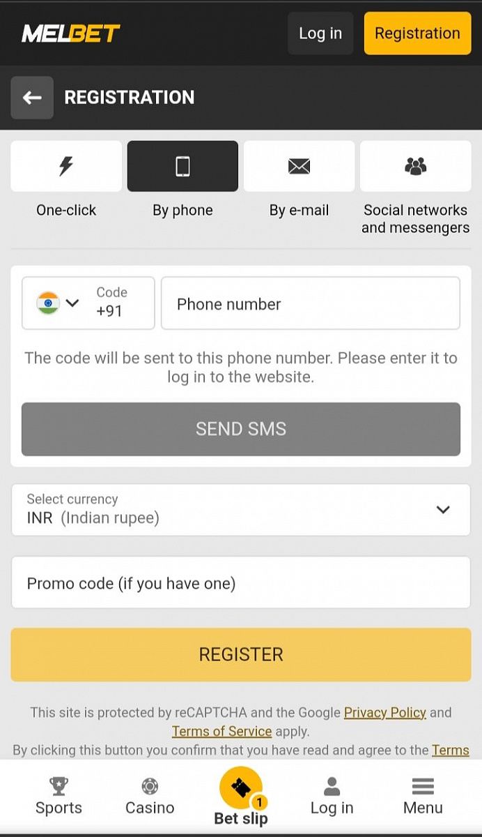 Melbet app sign-up