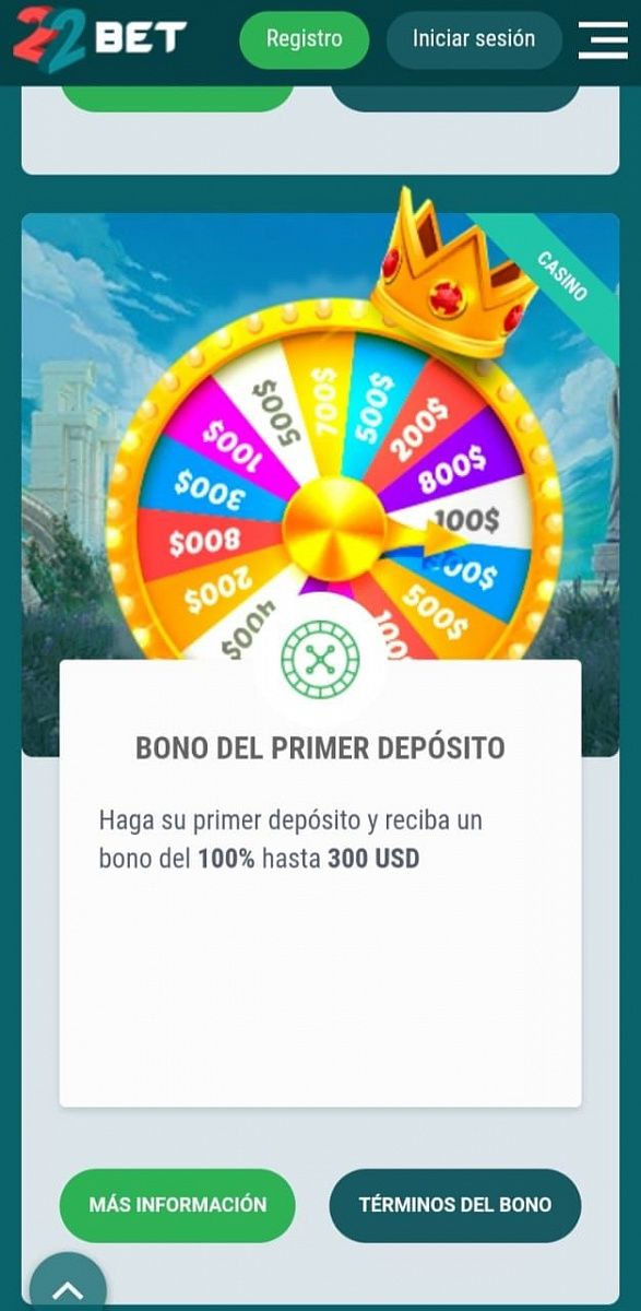 22Bet móvil, ligas disponibles,bono primer deposito, bono de recuperación