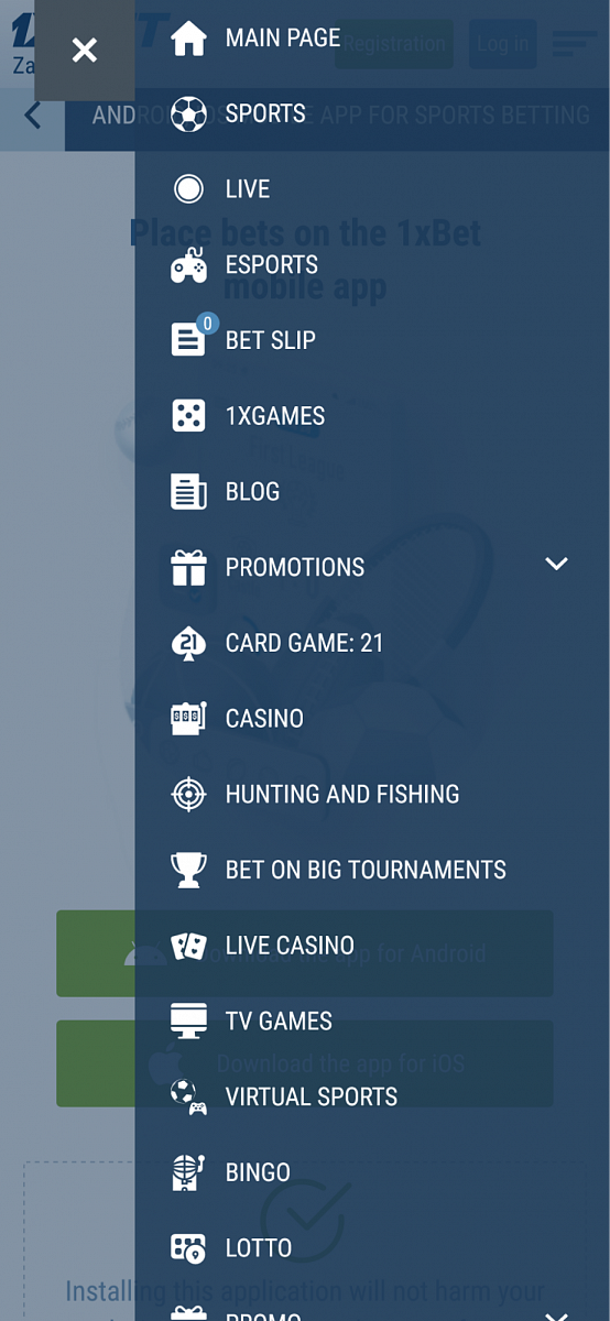  1xBet Android app image