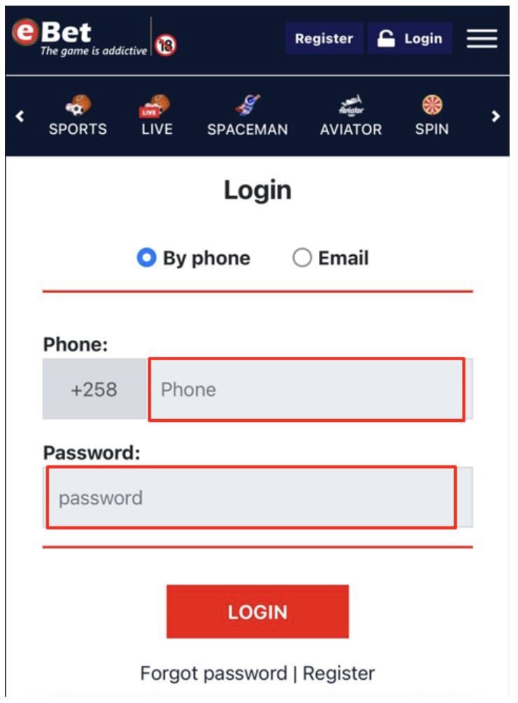 Como fazer login na eBet? – passo 2