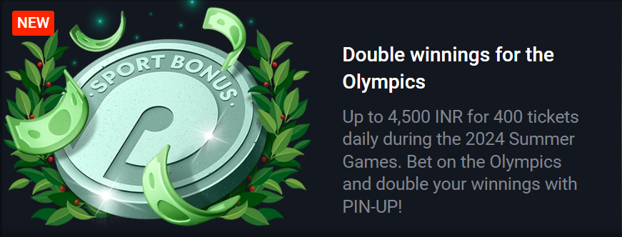 Pin Up IN Double Winnings for Olympics Up to 4,500 INR Image