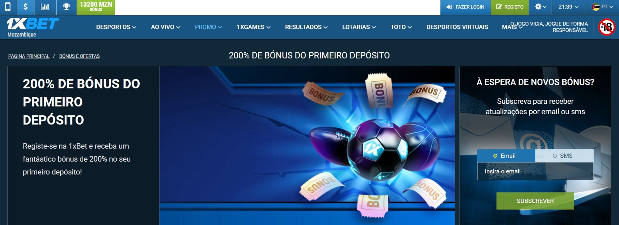 1xBet versão Desktop