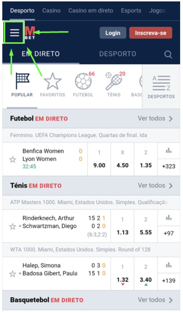 ownload apk da Marathonbet - passo 1