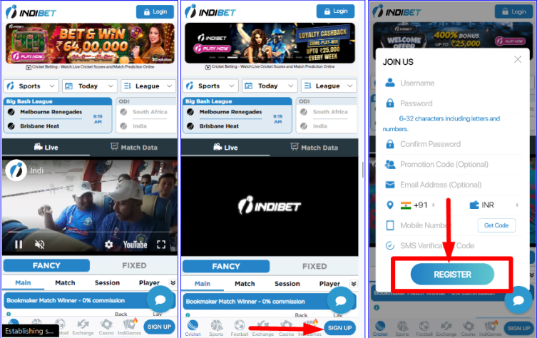 Indibet App Sign Up