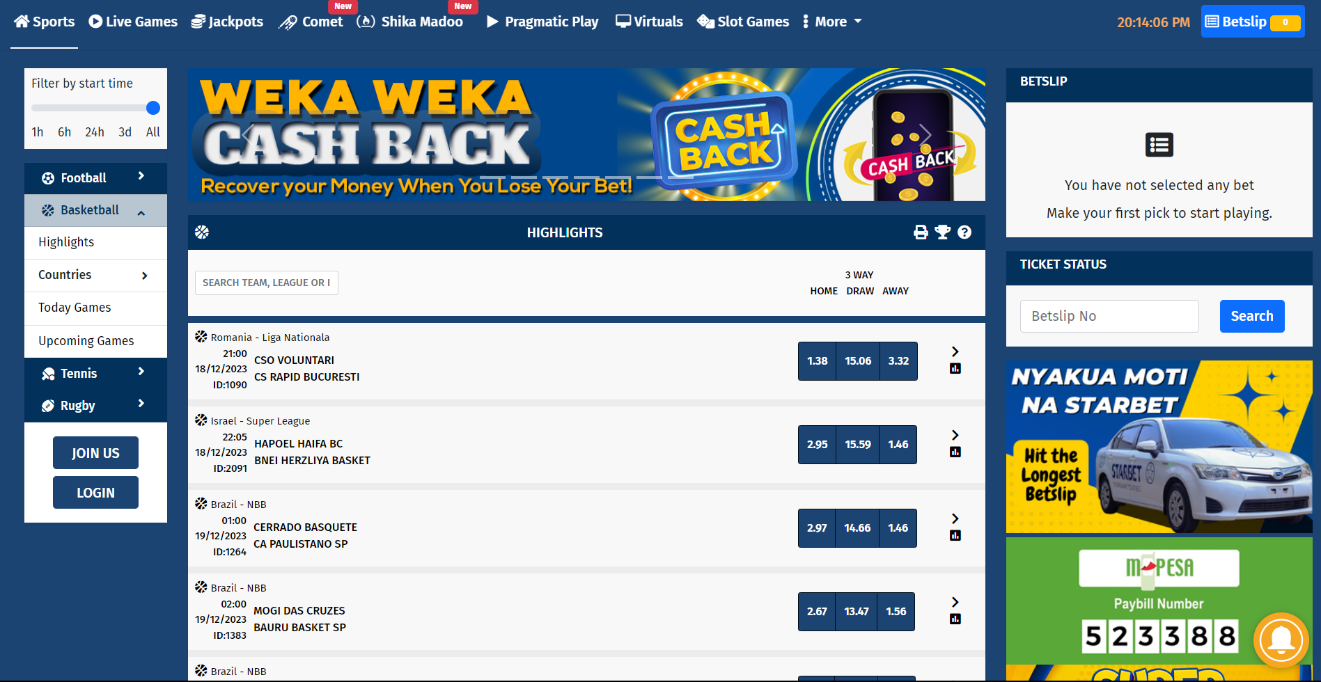 An image showing the Starbet betting odds