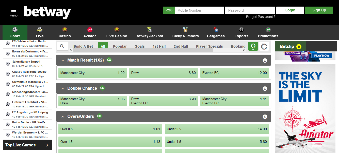 Image Betway Zambia Odds Betting Market