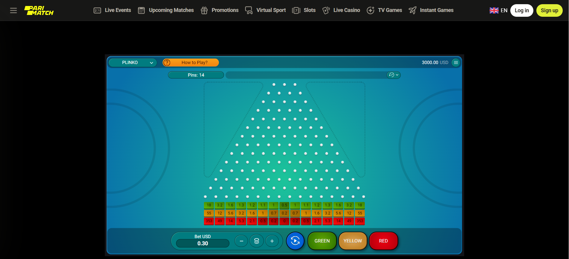 Plinko Game at Parimatch