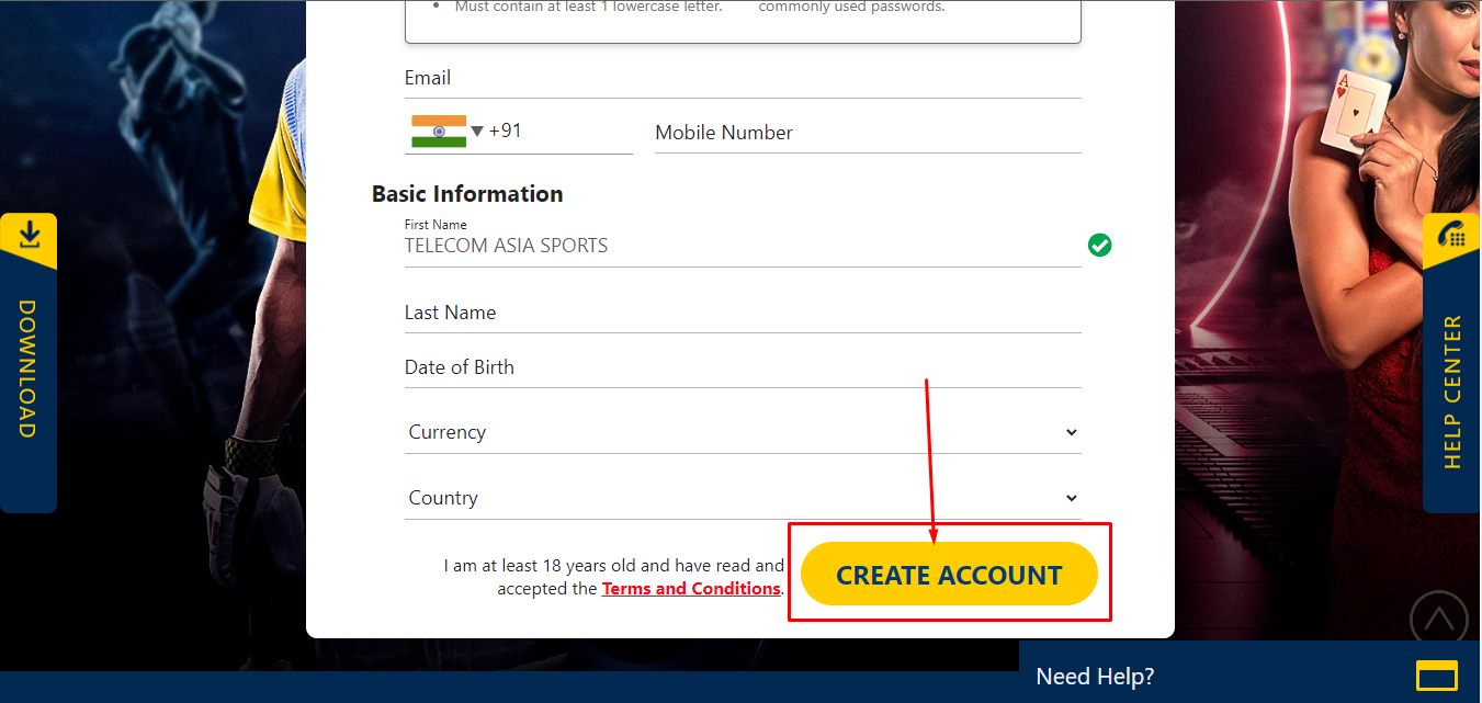 Image for Nextbet registration page