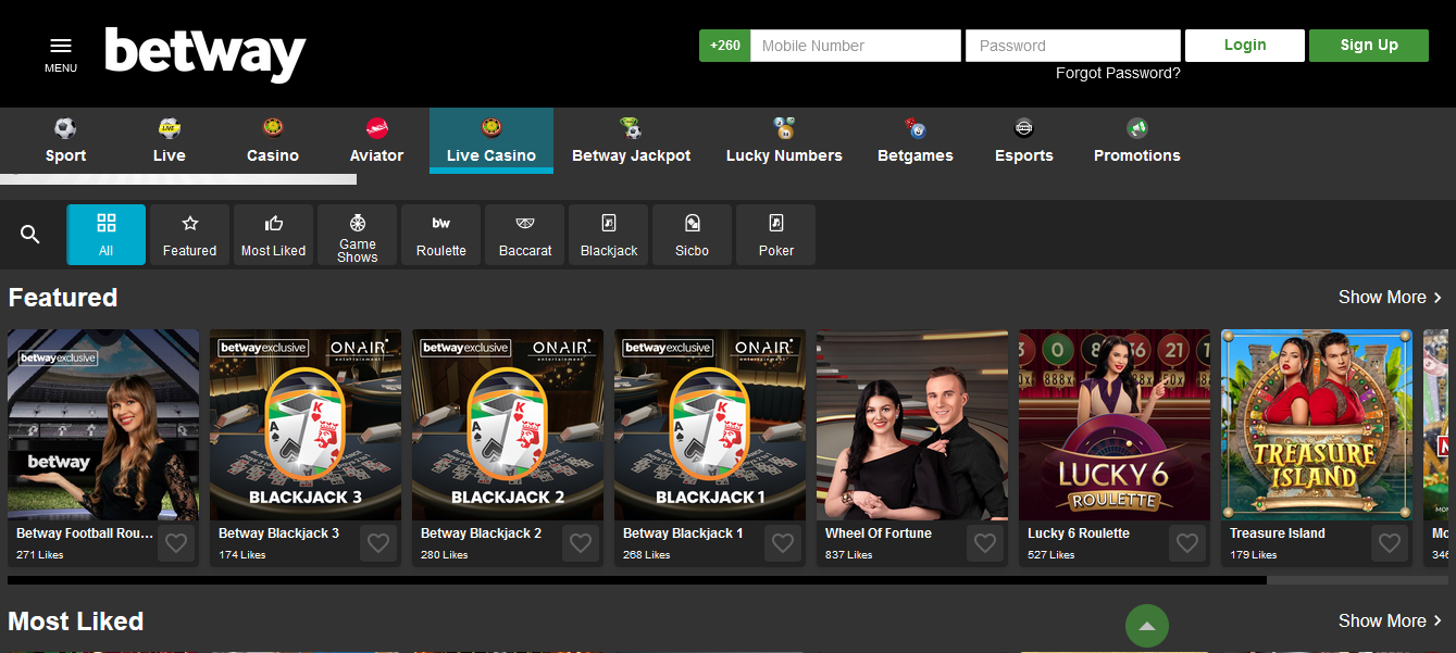 Image Betway Zambia Online Casino