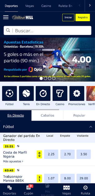 App móvil de William Hill