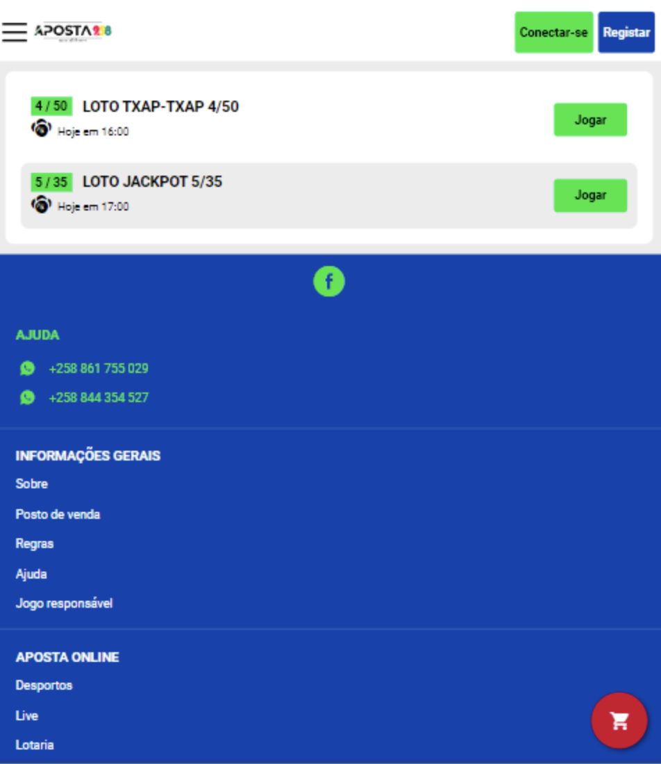 Opções de lotaria na versão mobile Aposta258