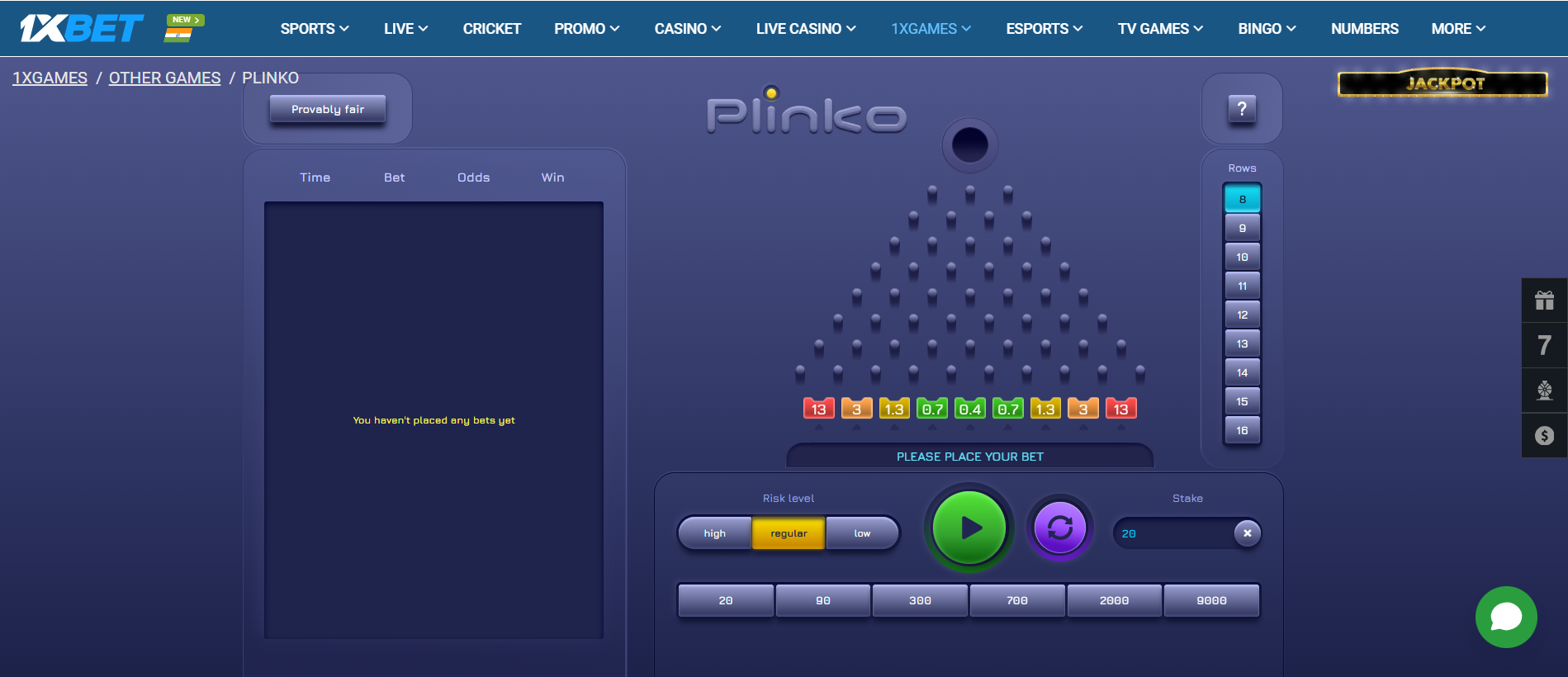 Plinko Demo Mode on 1xBet