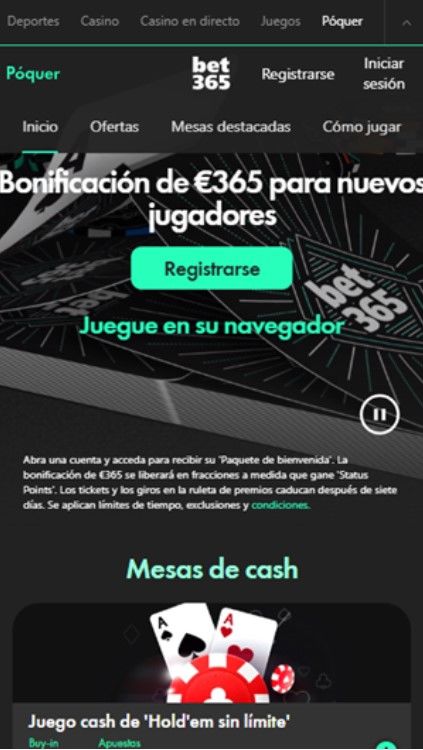 se muestra la sección de todos los juegos de casino, póker y el inicio