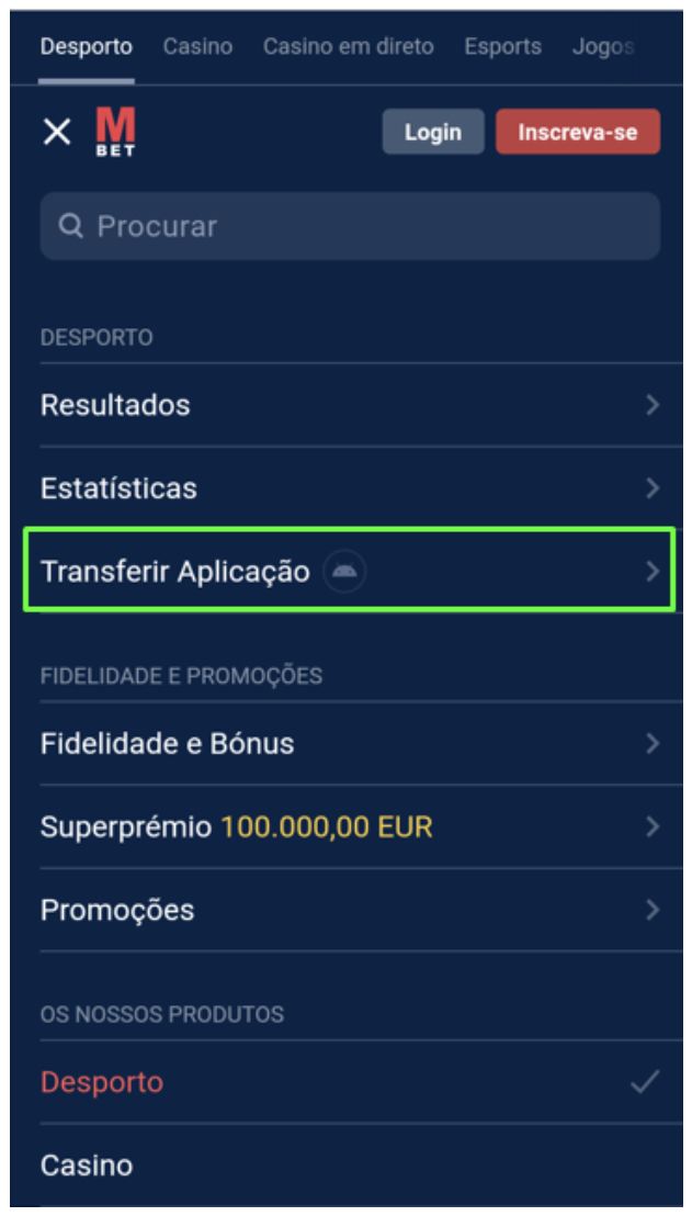 Download apk da Marathonbet - passo 2