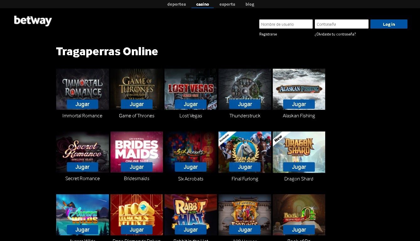 juegos de casino de Betway