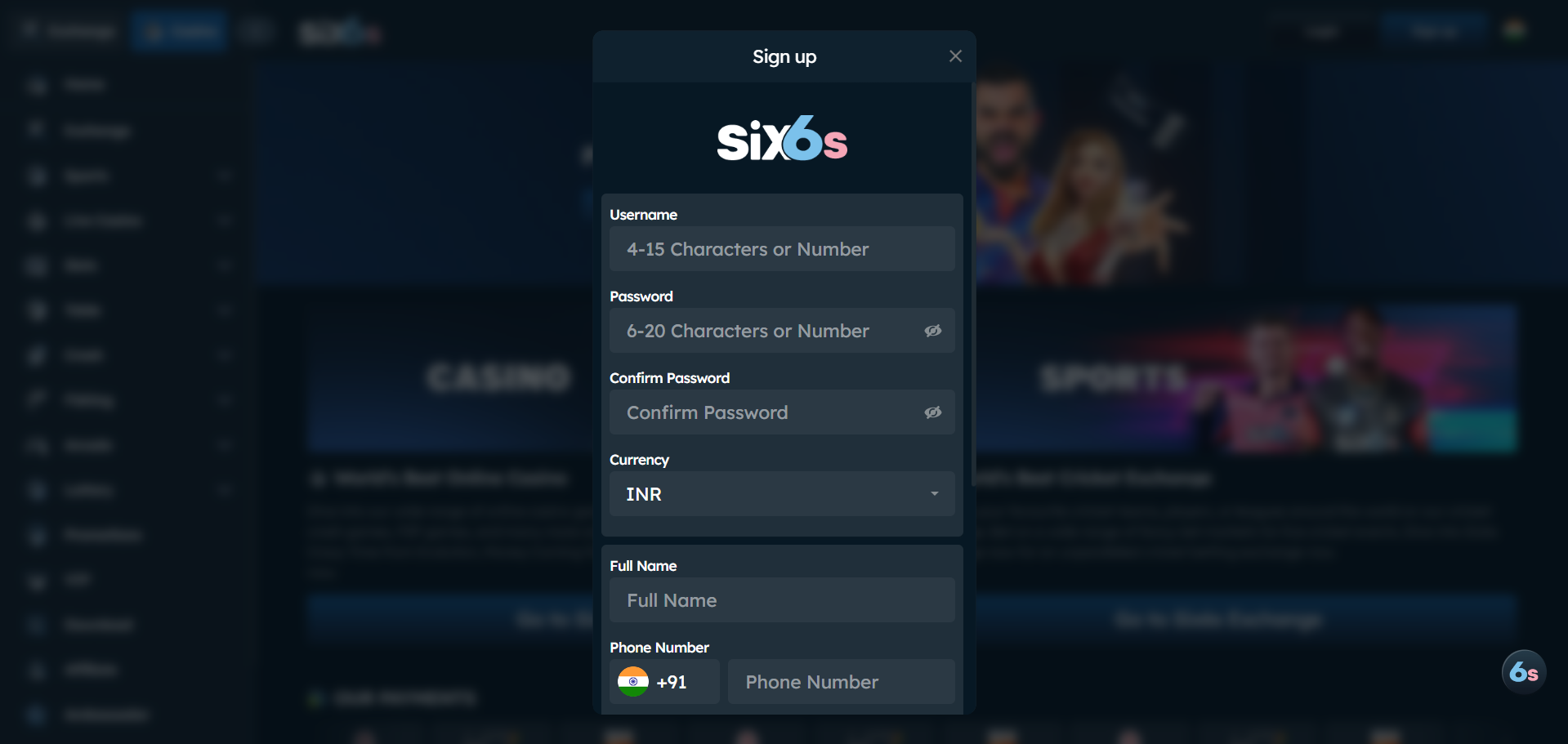 Registration process on Six6s