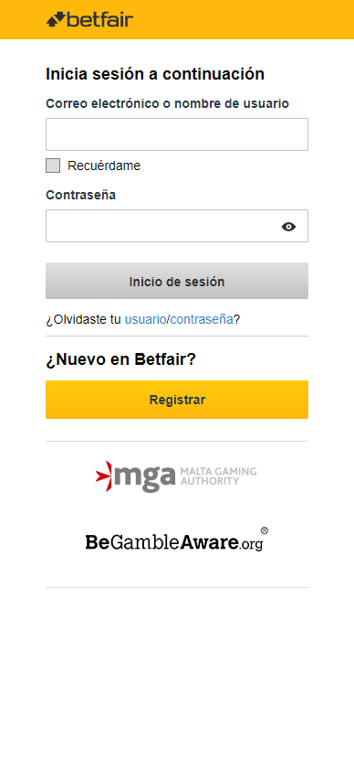 Imágenes de la versión app de Betfair para iOS