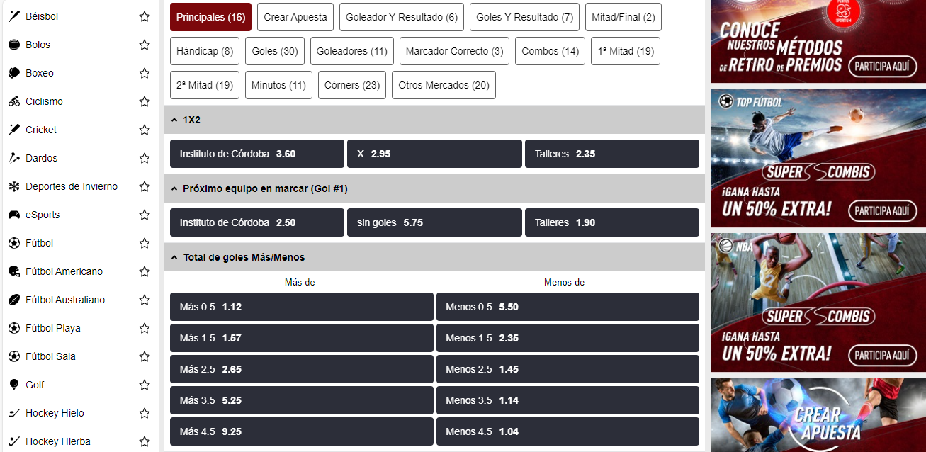 Sportium online Colombia.