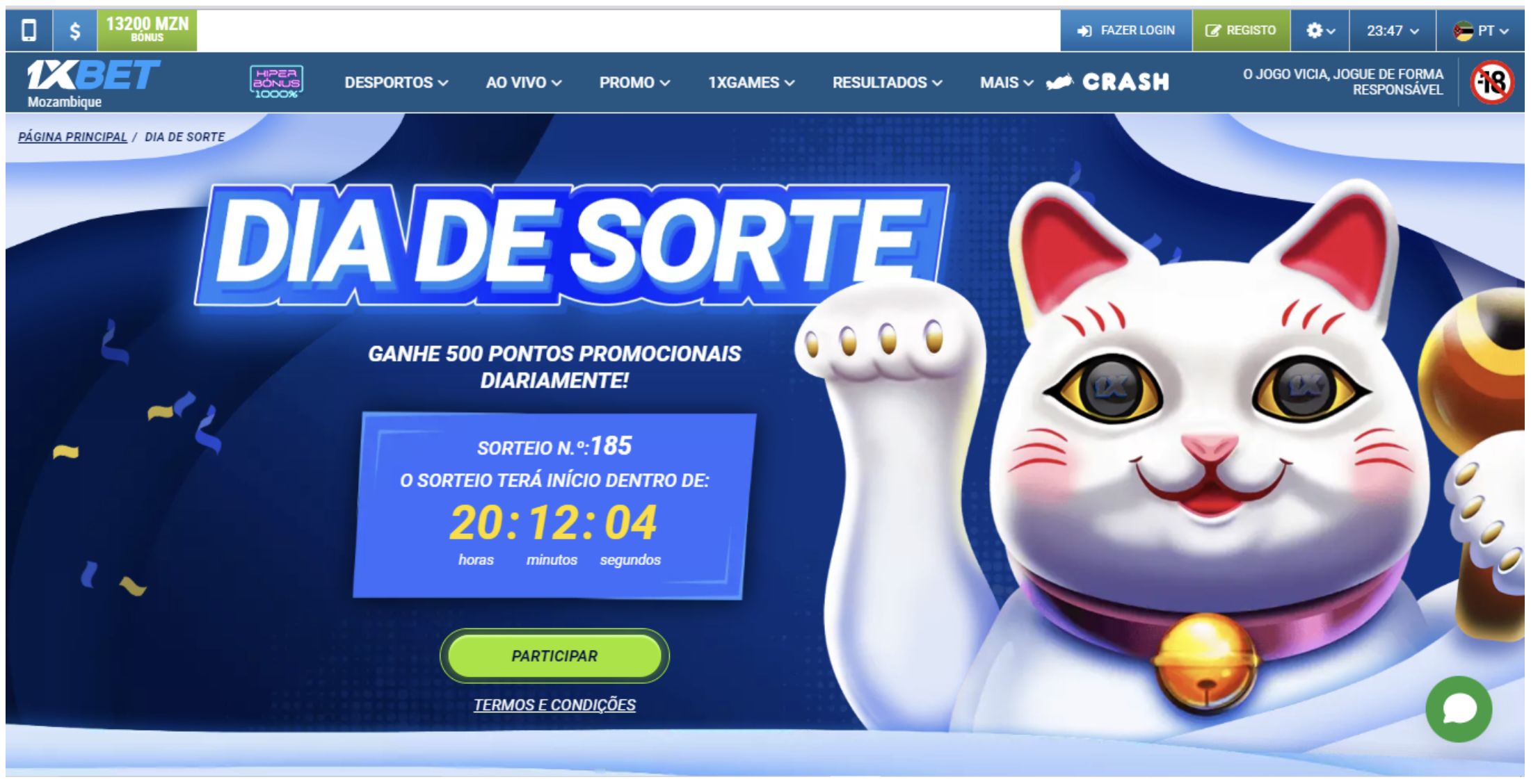 Bónus de dia de sorte na 1xBet