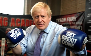 Johnson pictured during his election campaign trail in Manchester, 2019