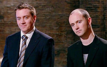 Harbison and his business partner Sean Fee on Dragon's Den