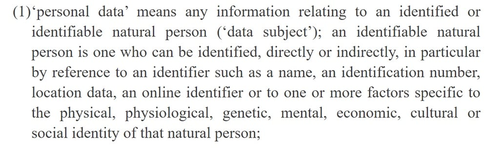 EUR-Lex: GDPR - Definition of personal data